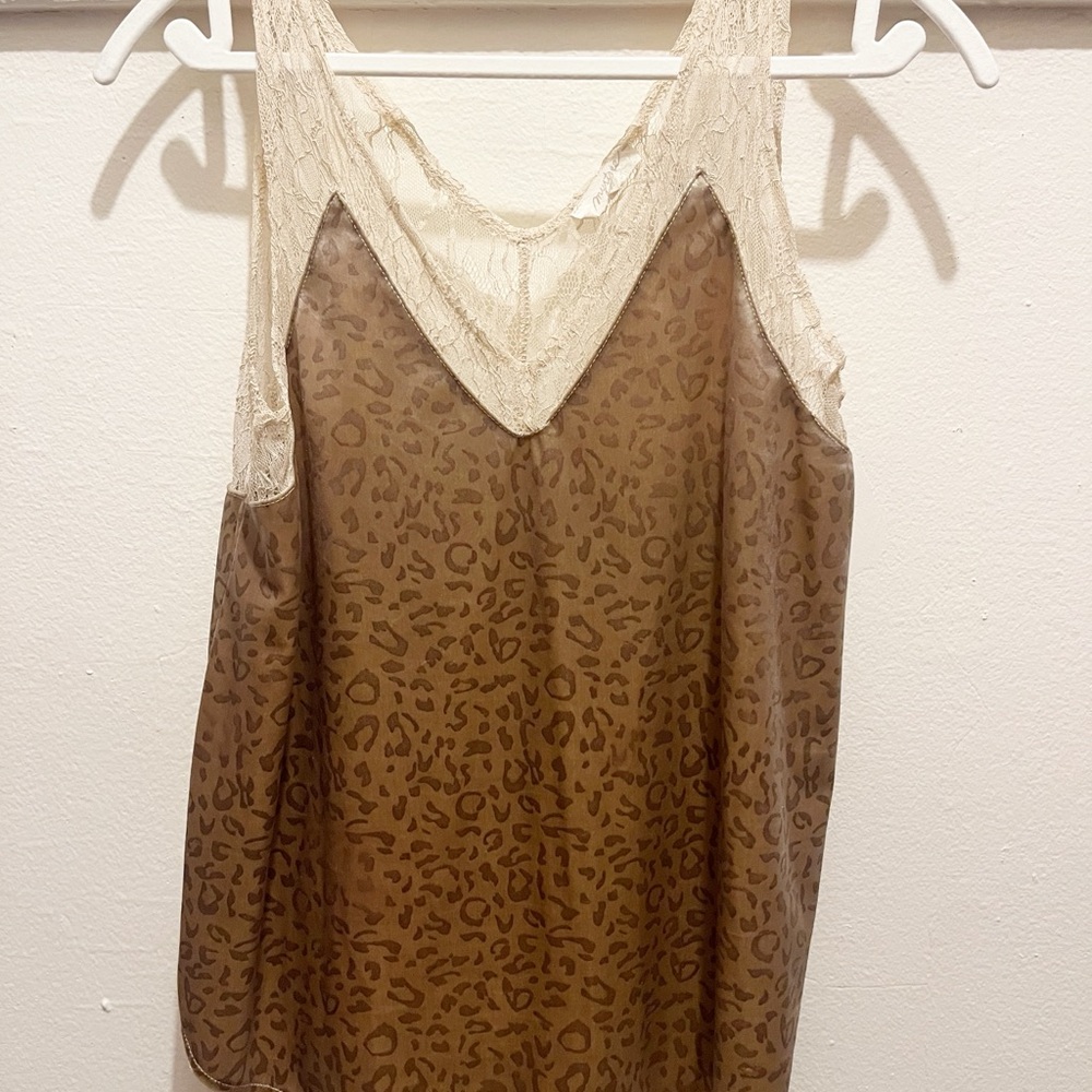 Mystree Cheetah Print Lace Tank Top